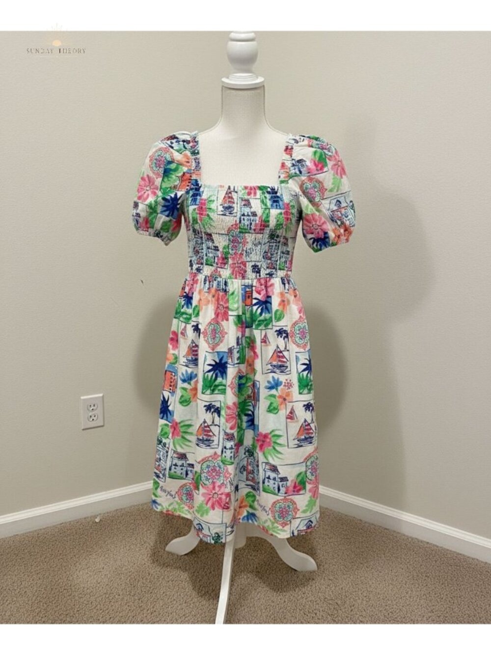 Linen Cotton Square Neck A-Line Dress